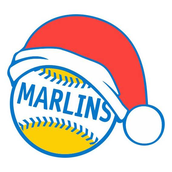 Miami Marlins Baseball Christmas hat logo vinyl decal